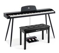 MUSTAR Piano Digital de 88 teclas con banco, teclado piano tamaño completo con 3 pedales, piano eléctrico portátil, piano digital para el hogar con MIDI-USB y soporte, negro