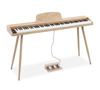 MUSTAR Piano digital de 88 teclas con sistema de 3 pedales para principiantes, madera clara