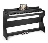 MUSTAR Piano E de 88 teclas, piano digital, piano eléctrico con soporte para piano, 3 adaptadores de pedales, 2 conectores para auriculares, pantalla LCD, USB/MIDI, piano para principiantes