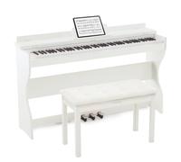 MUSTAR Piano electrónico de 88 teclas con taburete de piano, piano digital, piano eléctrico con soporte para piano, 3 adaptadores de pedales, 2 conectores para auriculares, pantalla LCD, USB/MIDI
