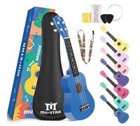 MUSTAR - Ukelele soprano para niños principiantes, ukelele de guitarra pequeña de 21 pulgadas para niños pequeños, regalos de cumpleaños, vacaciones, bolsa, afinador digital, correa, púas, kit todo en