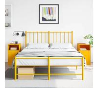 Mustard Yellow Nightstand Set of 2, Cold Rolled Steel Bedside Table with Storage Shelf & Door, Modern Bedroom Furniture 34.5x39x62 cm, MAX Load 35kg