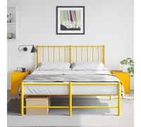 Mustard Yellow Nightstand Set of 2, Cold Rolled Steel Bedside Table with Storage Shelf, Modern Accent Furniture for Bedroom Living Room, 34.5x39x44 cm