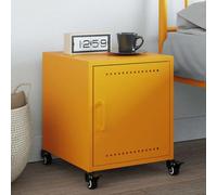 Mustard Yellow Nightstand with Wheels 36x39x43.5 cm, Cold Rolled Steel Bedside Table with Storage, Modern Accent Furniture for Bedroom Living Room, Easy to Move and Clean