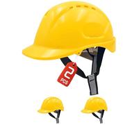 Mustbau 2 Pack Casco Seguridad EN397, Casco Obra Construcción con Correa de 6 Puntos, Diadema Ajustable de 52 a 66cm Casco Transpirable para Hombres, Mujeres - Amarillo