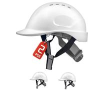 Mustbau 2 Pack Casco Seguridad EN397, Casco Obra Construcción con Correa de 6 Puntos, Diadema Ajustable de 52 a 66cm Casco Transpirable para Hombres, Mujeres - Blanco