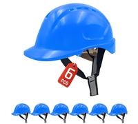 Mustbau 6 Pack Casco Seguridad EN397, Casco Obra Construcción con Correa de 6 Puntos, Diadema Ajustable de 52 a 66cm Casco Transpirable para Hombres, Mujeres - Azul