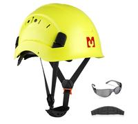 Mustbau Casco de Seguridad, Casco de Protección EN397 con Gafas Antivaho, Diadema Ajustable de 53 a 63cm, Material ABS Resistente para Hombres Mujeres - Verde