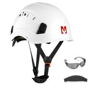Mustbau Casco de Seguridad, Casco de Protección EN397 con Gafas Antivaho, Diadema Ajustable de 53 a 63cm, Material ABS Resistente para Hombres Mujeres - Blanco