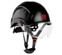 Mustbau Casco de Seguridad, Casco EN397 con Bandas Absorbentes y Visera, 53 a 63cm Diadema Ajustable, Material ABS Resistente para Hombres Mujeres - Negro