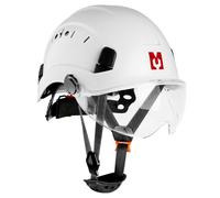 Mustbau Casco de Seguridad, Casco EN397 con Bandas Absorbentes y Visera, 53 a 63cm Diadema Ajustable, Material ABS Resistente para Hombres Mujeres - Blanco