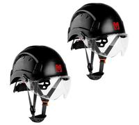 Mustbau Casco de Seguridad, Casco EN397 con Bandas Absorbentes y Visera, 53 a 63cm Diadema Ajustable, Material ABS Resistente para Hombres Mujeres (Negro-2)