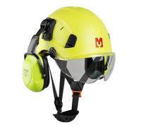 Mustbau Casco de Seguridad, Casco EN397 con Orejeras y Visera, 53 a 63cm Diadema Ajustable, Material ABS Resistente para Hombres Mujeres - Verde