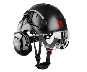 Mustbau Casco de Seguridad, Casco EN397 con Orejeras y Visera, 53 a 63cm Diadema Ajustable, Material ABS Resistente para Hombres Mujeres