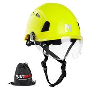 Mustbau Casco de Seguridad para Escalada con Visera Transparente y Correa para la Barbilla, 53-63 cm, Ideal para constructores Que Trabajan en Altura, EN12492 (más Verde)