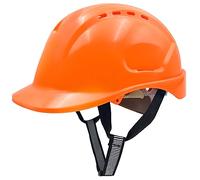 Mustbau Casco Seguridad EN397, Casco Obra Construcción con Correa de 6 Puntos, Diadema Ajustable de 52 a 66cm Casco Transpirable para Hombres, Mujeres - Naranja