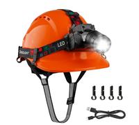 Mustbau EN397 Casco de Seguridad, Casco con Faro LED con Sensor de Gesto, 10W Lámpara Super Brillante Adecuado para Obras de Construcción, Trabajo Nocturno, Pesca