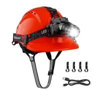 Mustbau EN397 Casco de Seguridad, Casco con Faro LED con Sensor de Gesto, 10W Lámpara Super Brillante Adecuado para Obras de Construcción, Trabajo Nocturno, Pesca