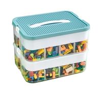 Mustbeau 2 Niveles Caja Almacenaje Bloques Construccion Apilables Juguetes Organizadoras con Compartimentos Piezas Storage Box con Tapa Caixas de Almacenamiento