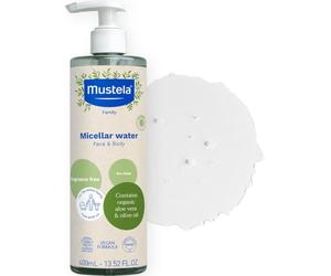 Mustela Agua Micelar BIO, Aceite de Oliva y Aloe Vera, Cara, Cambio de Pañal, Maquillaje, Bebé, Toda la Familia - Limpia suavemente sin aclarar, 99% Ingredientes de Origen Natural (400ml)