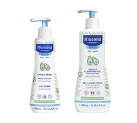 Mustela Baby Bath Time Gift Set - Baby Skin Care Essentials with Natural Avocado - Contains Hydra Bebe Body Lotion 10.14 fl. oz. & Gentle Cleansing Gel 16.9 fl. oz. - 2 Items Set