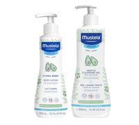 Mustela Baby Bath Time Gift Set - Baby Skin Care Essentials with Natural Avocado - Contains Hydra Bebe Body Lotion 10.14 fl. oz. & Gentle Cleansing Gel 16.9 fl. oz. - 2 Items Set