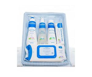 Mustela Bébé - Canastilla azul - Agua de colonia + Hydra Bébé + Vitamin barrier cream + Dermo Nettoyant + Toallitas - 1 pack, Una talla