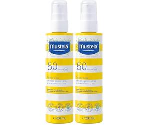 Mustela Leche Solar en Spray Spf 50, Rostro, Cuerpo, Con Aguacate y Vitamina E, Bebés, Niños, Toda la Familia, Adecuada para el Embarazo - Muy Alta Protección contra los Rayos UVB y UVA (200ml)