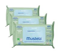 Mustela Toallitas Higiénicas Perfumadas Compostables, 100% Fibras Lyocell de Origen Vegetal, Cuerpo y Maquillaje, Bebé y Familia - 99,5% Ingredientes de Origen Natural (60 uds) (Paquete de 3)
