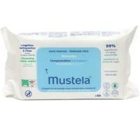 Mustela Toallitas para el Cambio de Pañal Compostables sin Perfume, 100% Fibras Lyocell de Origen Vegetal, Cuerpo y Maquillaje, Bebé y Toda la Familia - 99,7% Ingredientes de Origen Natural (60 uds.)