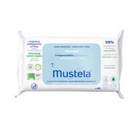 Mustela Toallitas para el Cambio de Pañal Compostables sin Perfume, 100% Fibras Lyocell de Origen Vegetal, Cuerpo y Maquillaje, Bebé y Toda la Familia - 99,7% Ingredientes de Origen Natural (60 uds.)