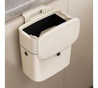 Mustorn Cubo Basura Puerta Soporte De Pared, 7L Papelera Cocina Con Tapa Cubo Basura Bajo Fregadero Gran Diámetro Garbage Bin Sellado Y Desodorización Trash Bin(Blanco)