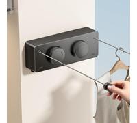 MUSTORN Tendedero Retractil Pared Exterior, Doble Línea Cuerda Tendedero Pared Exterior Soporte De Pared Cuerdas para Tender Ropa Balcon Cuerda para Tender Ropa Exterior 4.2m(Negro)