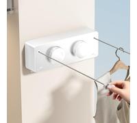 MUSTORN Tendedero Retractil Pared Exterior, Doble Línea Cuerda Tendedero Pared Exterior Soporte De Pared Cuerdas para Tender Ropa Balcon Cuerda para Tender Ropa Exterior 4.2m(Blanco)