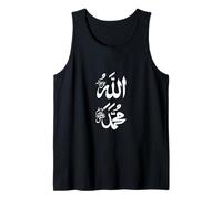 Musulmán Alá y Profeta Mahoma Nombre Árabe Script Islam Camiseta sin Mangas