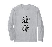 Musulmán Alá y Profeta Mahoma Nombre Árabe Script Islam Manga Larga