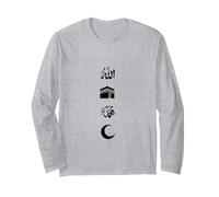 Musulmán Alá y Profeta Mahoma Nombre Kaaba Media Luna Islam Manga Larga