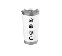Musulmán Alá y Profeta Mahoma Nombre Kaaba media luna Islam Vaso térmico de acero inoxidable de doble pared