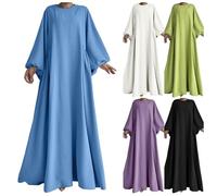 Musulmanes Abaya Damas Sencillos Maxi Musulmanes Vestidos Ramadán Musulmanes Bata Suelta Vestido Largo Elegante Abaya Robes Slámico Oriente Medio Dubai Turquía Étnico Túnica Talla Grande Caftán, azul,