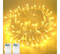MUSUNIA Cadena de luces con batería para exteriores, temporizador de 5 m, 50 LED, batería exterior, IP65, resistente al agua, luz blanca cálida, para Navidad, dormitorio, fiesta, boda (2 unidades)