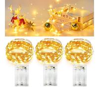 MUSUNIA Cadena de luces para interior con batería, 3 piezas x 5m 50 LEDs Luz blanca cálida Cadenas de luces para interior con batería y temporizador, Pequeña Cadena de luces para interior para Navidad