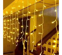 MUSUNIA cortina luminosa interior cadena de luces USB 1X1M 100led, cortina de luces para ventana de habitación, para fiestas (blanco cálido)