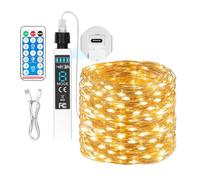 MUSUNIA Guirnalda de luces recargable con pilas, con mando a distancia y temporizador, luz blanca cálida, para dormitorio, camping, bricolaje, boda, decoración de Navidad