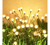 MUSUNIA Lámparas solares para exteriores, jardín, luciérnagas, luces continuas, 4 unidades, 8 luces LED solares para jardín, para camino, patio, balcón, decoración (blanco cálido)