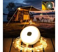 MUSUNIA Luces De Camping Enrollables - Cadena De Luces LED Portátiles Multiusos De 10 M, Lámpara De Camping Impermeable Recargable por USB, Para Decoración De Jardín Al Aire Libre (Luz Cálida)