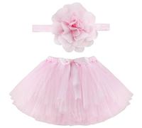 Musuntas Apoyo de la Fotografía del Bebé, Traje y Falda del Tutú de Pettiskirt Con Venda de la Flor para Niñas (Rosa)