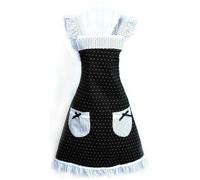 Musuntas® Lindo Patrón princesa Style puntos Falbala mujeres delantal decorativo cocinar cocina con 2 bolsillos Bowknot (Negro + Blanco)