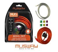 MUSWAY MW6.5KIT Kit de cables 6 mm² JUEGO DE CONEXIONES DE AMPLIFICADOR 5m CA...