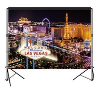 Musykrafties Welcome to Fabulous Las Vegas Casino Night Party Telón de fondo grande para decoración de mesa de postre y fotografía de fondo para cabina de fotos de 7 x 5 pies