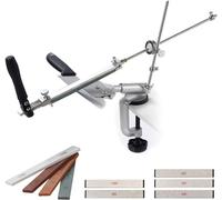 MusyVocay Afiladores de cuchillos manuales profesionales 9 piedras de afilar, afilador de cuchillos con diseño giratorio de 360 ° para cocina casera, molienda de piezas de precisión